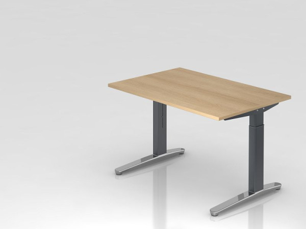 Bureau Hammerbacher pied C 120x80cm chêne/graphite (poli), forme rectangulaire, VXB12/E/GC