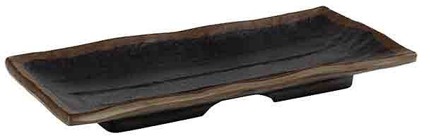 Plateau APS -MARONE-, 19,5 x 9,5 cm, hauteur : 2 cm, mélamine, noir, avec bord marron, 84117