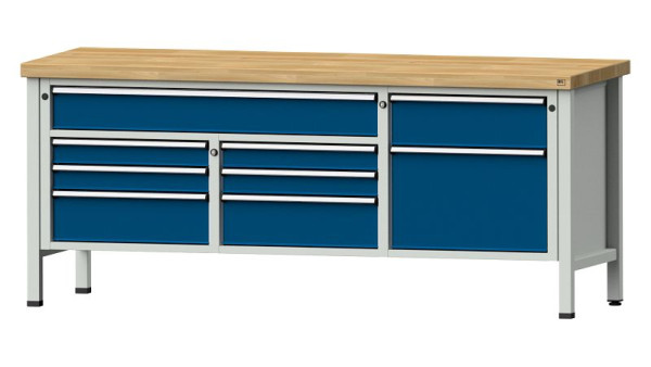 Établis ANKE Établi en caisson, modèle 282 V, 2000 x 700 x 850 mm, RAL 7035/5010, BMP 50 mm, 304.534