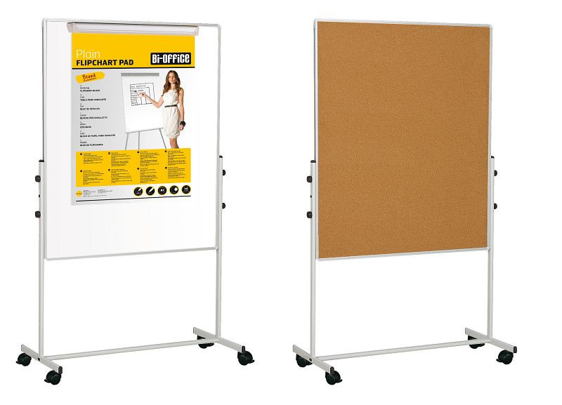 Flipchart Bi-Office Mobile Duo mélamine / liège 120x150cm, EA8348075