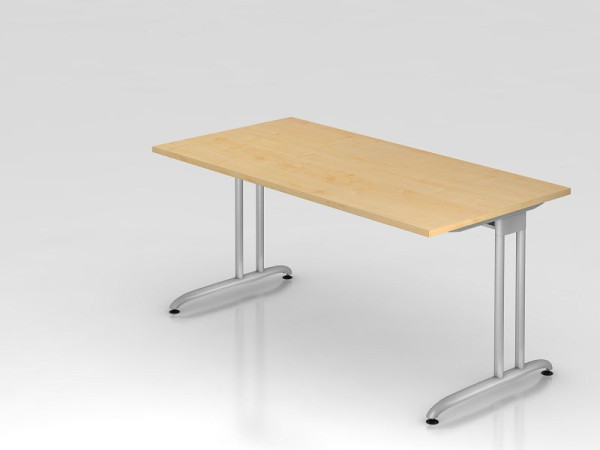 Bureau Hammerbacher pied C 160x80cm érable, chemin de câbles horizontal, hauteur de travail 72 cm, VBS16/3/S
