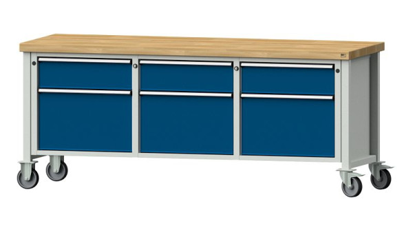 Établis ANKE Établi en caisson, modèle 223 V, 2000 x 700 x 850 mm, RAL 7035/5010, BMP 50 mm, 306.158