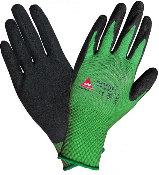 Hase Safety SUPERFLEX, Gants de sécurité à 5 prises, 100 % nylon/latex, taille : 10, UE : 10 paires, 508610-10