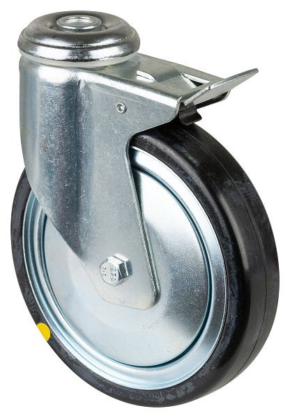 Roulettes BS Roulette pour appareil lourd avec frein, largeur 32 mm, Ø150 mm, jusqu'à 100 kg, caoutchouc gris, conducteur, corps en plastique, roulement à billes, C121.A89.150
