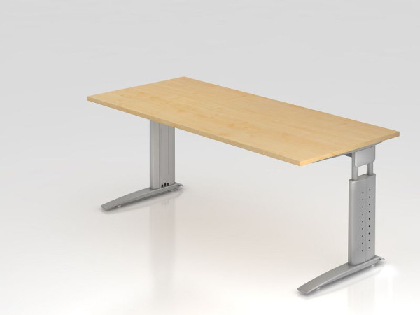 Bureau Hammerbacher pied C 180x80cm érable/argent, hauteur de travail 68-86 cm réglable, VUS19/3/S