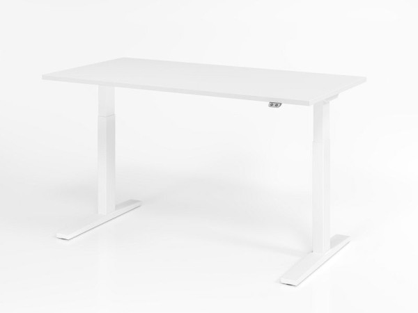 Bureau Hammerbacher XMKA16, 160 x 80 cm, plateau : blanc, épaisseur 25 mm, chant épais en ABS, forme rectangulaire, blanc, VXMKA16/W/W