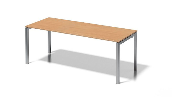 Bureau Bisley Cito, structure en U hauteur fixe 730 mm, H 19 x L 2000 x P 800 mm, hêtre/argent, DUF2008BC355
