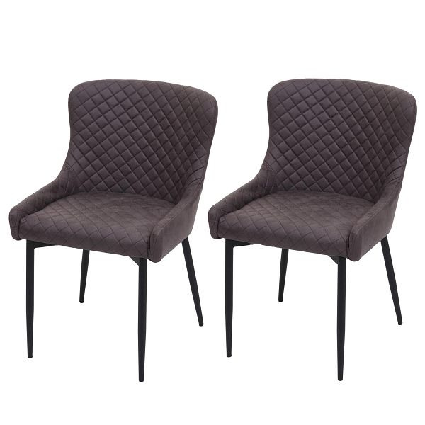 Ensemble de 2 chaises de salle à manger Mendler HWC-H79, chaise de cuisine, fauteuil, métal vintage, tissu/textile gris foncé, 74049