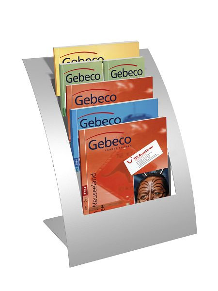 Kerkmann Varia présentoir à brochures de table, L 320 x P 240 x H 390 mm, aluminium argenté, 43650614