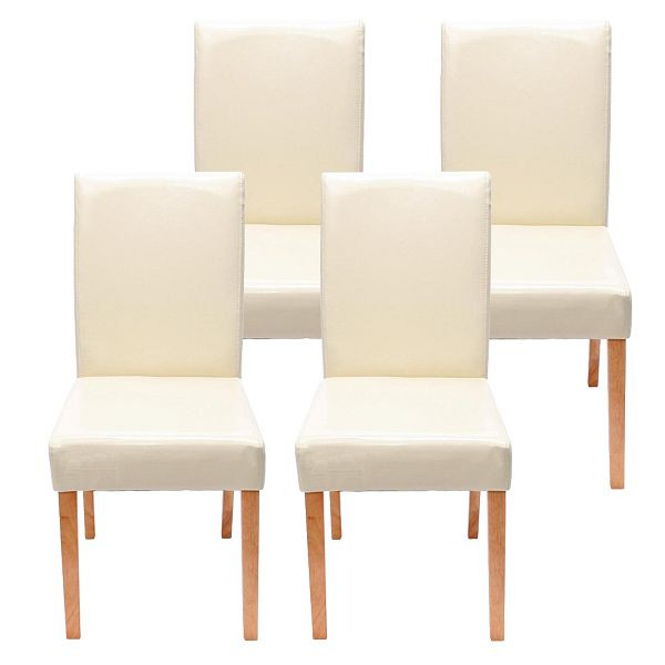 Mendler ensemble de 4 chaises de salle à manger chaise chaise de cuisine Littau, simili cuir, pieds clairs crème, 28647