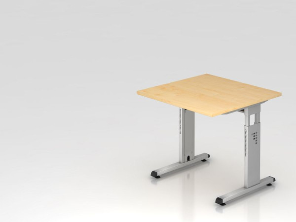 Bureau Hammerbacher pied C 80x80cm érable/argent, hauteur de travail 65-85 cm, VOS08/3/S