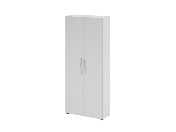 Armoire Hammerbacher 4100 BM, 5 OH, couleur du corps : blanc / couleur de la façade : gris, 80 x 34,6 x 188 cm (LxPxH), angle d'ouverture 110°, poignée courbée BM, V4100/W/5/BM