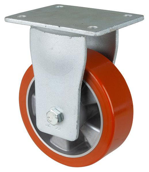 BS Rolls Roulette robuste, roulette fixe, largeur 50 mm, Ø150 mm, jusqu'à 550 kg, polyuréthane coulé 95 Shore A, corps de roue en aluminium, roulement à billes, RR110.B90.150