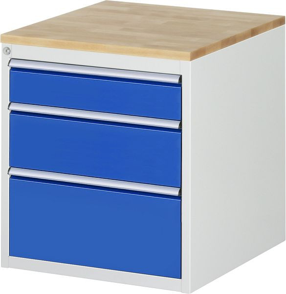 Armoire à tiroirs RAU série 7000, L580 x P650 x H645 mm, plan de travail en hêtre massif, tiroirs : 1xH120, 1xH180, 1xH240 mm, 13-L3.16A-B.11