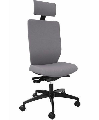 DENIOS Stilo ES chaise de bureau opérateur, technologie Syncro 3D balance, support de nuque, gris, 292427