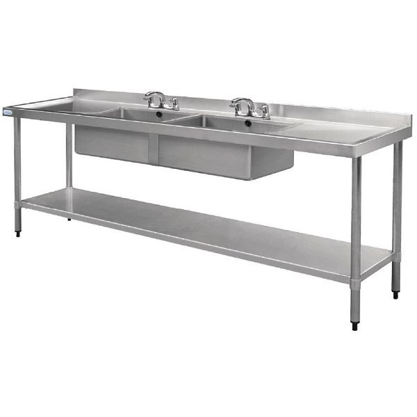 Évier Vogue double vasque au milieu, 240cm de long, U910
