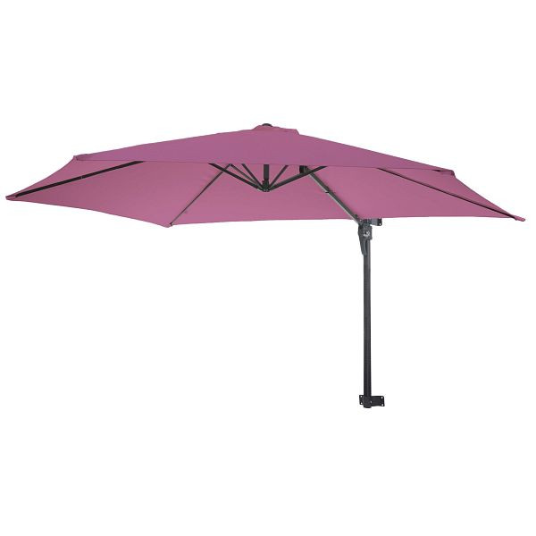 Paravent Mendler Casoria, parasol feu tricolore, parasol balcon, inclinable 3m, polyester aluminium/acier 9kg, rouge lavande, 76503
