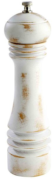 Moulin à poivre APS, Ø 6 cm, hauteur : 23 cm, bois de hêtre allemand, couleur : blanc / vintage, broyeur en acier au carbone, 40537