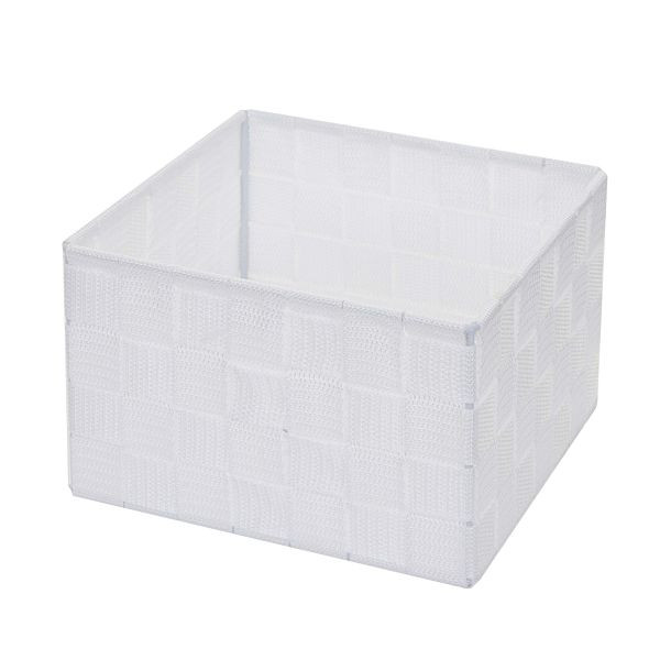 Mendler ensemble de 4 paniers de rangement HWC-C37, panier décoratif panier étagère de rangement panier décoration 12x19x19cm, blanc, 4x61259