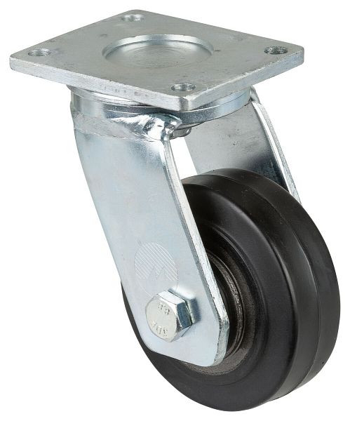 Roulette robuste BS Wheels, largeur de roue 38 mm, Ø roue 100 mm, capacité de charge 150 kg, bandages élastiques noirs, corps de roue coulé, roulements à billes, RR100.B81.100