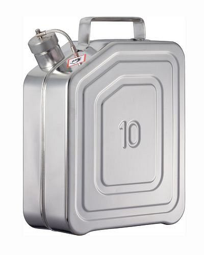 Bidon en acier inoxydable DENIOS avec bouchon à vis, volume de 10 litres, 117-352