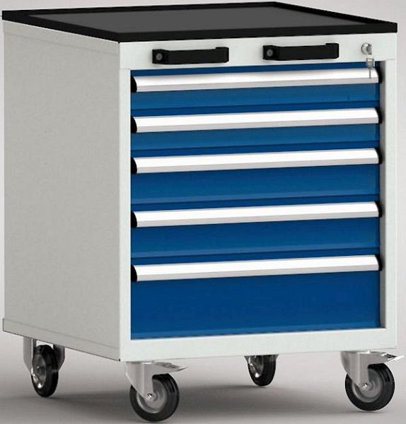 Chariot à outils standard KLW, 572 x 655 x 750 mm, avec rebord sur 4 côtés, y compris patin en caoutchouc rainuré, FEA0600-05ESV-001