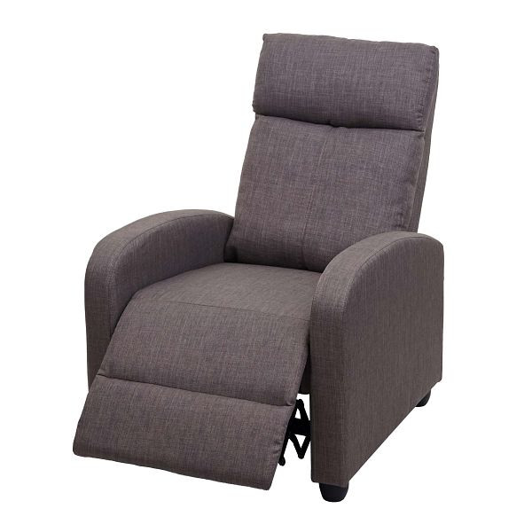 Fauteuil TV Mendler HWC-F76, fauteuil de relaxation, chaise longue, fonction d'inclinaison réglable tissu/textile, gris-brun, 70464