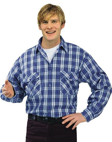 Chemises Planam chemise en flanelle 2001 manches 1/1, carreaux bleus, taille 37/38, 0450037