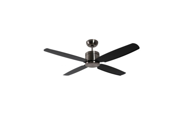 Ventilateur de plafond à économie d'énergie Pepeo Turno 132 cm avec télécommande, chrome brossé / pales noires, 132201303