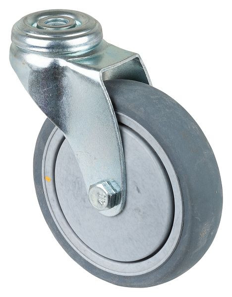 Rouleau d'appareil BS rollers, largeur 28 mm, Ø100 mm, jusqu'à 70 kg, bande de roulement en caoutchouc gris, conducteur d'électricité, roulements à billes, lot de 2, A301.A89.100