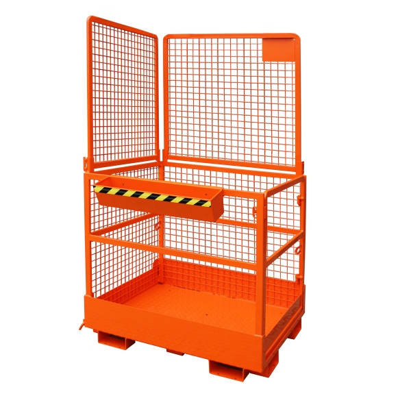 Panier de travail industriel Eichinger pour chariot élévateur 2 personnes, enregistrement côté large et étroit, orange pur, 10730800000100