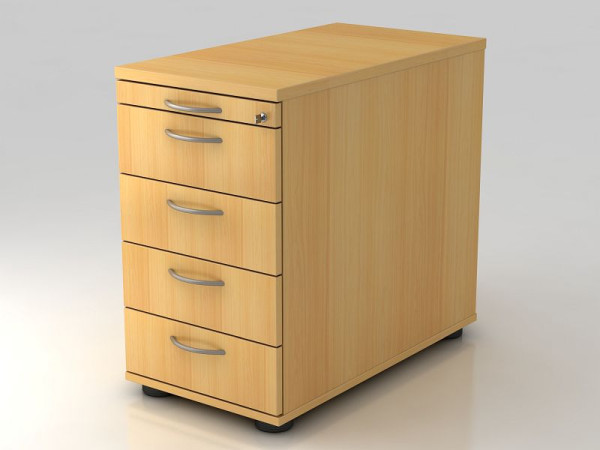 Conteneur sur pied Hammerbacher 80 cm, 4 tiroirs, poignée en hêtre, 42,8x72-76x80 cm, 1/3/3/3/3 HE, VSC50/6/6/BM