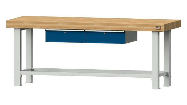 Bancs de travail ANKE table de travail, modèle 202 VS, 2250 x 800 x 900 mm, RAL 7035/5010, BMP 100 mm, 320.153