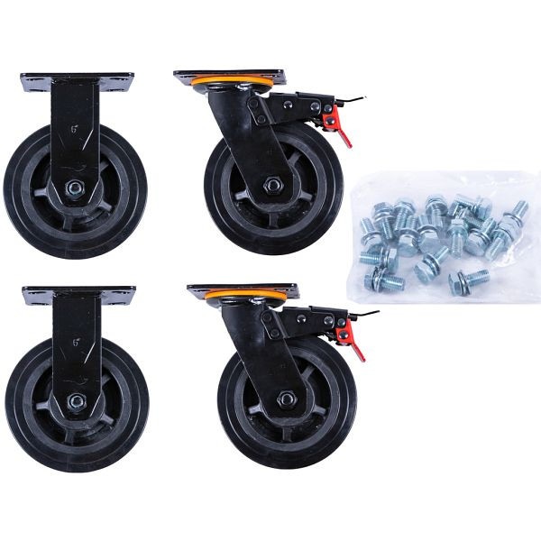 KS Tools jeu de roulettes pour chariot d'atelier P45 avec vis, 873.7014-R013P