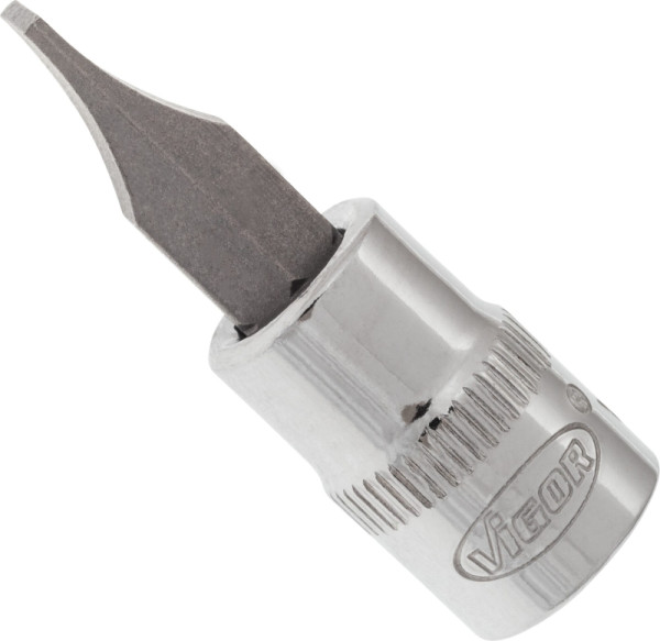 Embout de tournevis VIGOR, carré creux 6,3 mm (1/4 pouce), profil à fente, 1,2 x 7 mm, V2429N