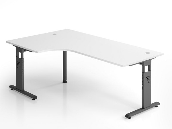 Bureau d'angle Hammerbacher OS82, 200 x 120 cm, plateau : blanc, épaisseur 25 mm, chant ABS 2 mm, forme d'angle 90°, montage possible à gauche ou à droite, VOS82/W/G