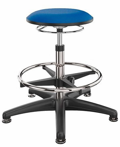 Tabouret de travail Dauphin, revêtement bleu, patins, repose-pieds, 266963