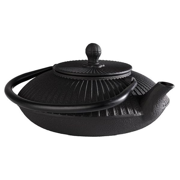 Théière APS -ASIA-, 19,5 x 18 cm, hauteur : 15 cm, fonte, intérieur émaillé, 0,8 litre, noir, avec couvercle amovible, 10991