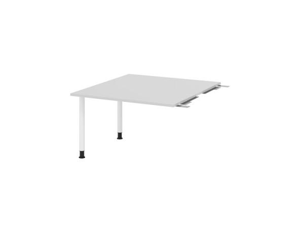 Plaque de liaison Hammerbacher VKT, couleur du plateau : gris, plaque : 1200 x 1300 x 25 mm, pied en tube rond blanc, hauteur de travail : 720 - 740 mm, VKT12C/5/W