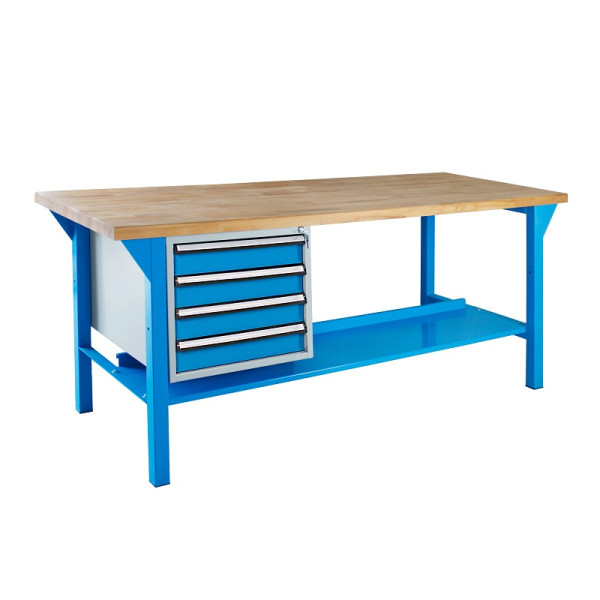 Etabli ADB avec 4 tiroirs, H 850 x P 750x L 2000mm, RAL 5012, 42708