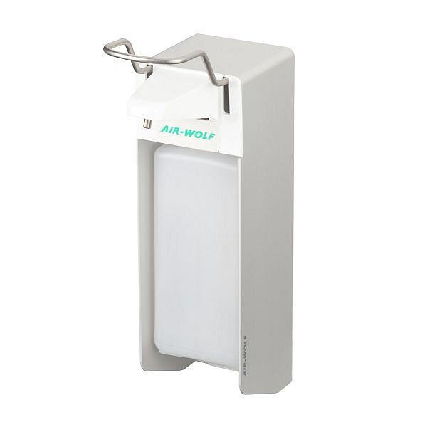 Distributeur de désinfectant et de savon Air Wolf, série Omicron II, H x L x P : 330 x 95 x 168 mm, aluminium anodisé, plastique WH, 35-450