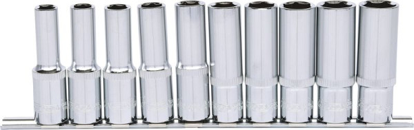 KS Tools Jeu de douilles hexagonales 1/2" CHROMEplus, longues, 10 pièces 10-19 mm, 918.0612