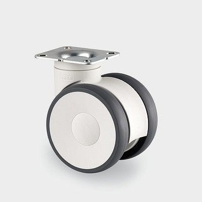 Roulette pivotante TENTE-ROLLEN, roue Ø 125 mm, capacité de charge 110 kg, hauteur de construction 148 mm, A 92 Shore, 5940UAP125P50 RAL9002
