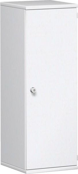geramöbel armoire à portes battantes 2 étagères décoratives, verrouillable, serrure à gauche, 400x425x1152, blanc/blanc, N-10DL304-WW