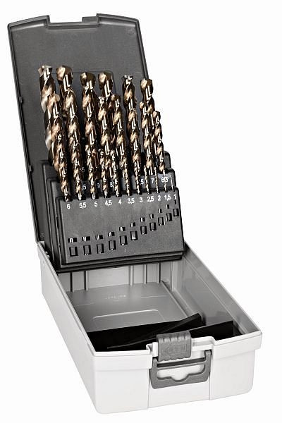 Jeu de forets à métaux Bahco cobalt HSS-E dans un coffret en plastique, 25 pièces, 4511-SET-25