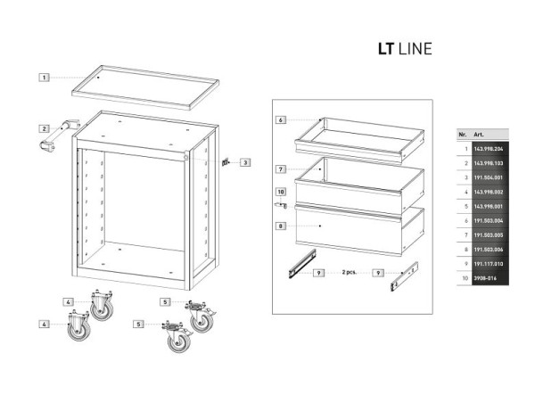 Kraftwerk PS couvercle pour chariot d'atelier LT700, 143.998.204