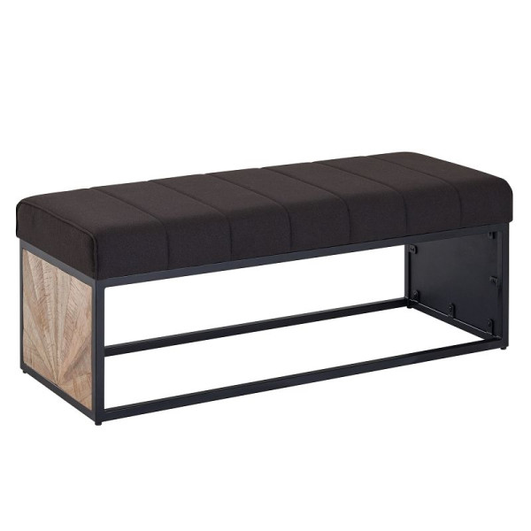 Wohnling Banc en Tissu Noir 105x40x40 cm Banc de Couloir rembourré avec Structure en métal, Banc de lit Design Chambre à Coucher, Banc de Couloir, Banc de Garde-Robe, WL6.487