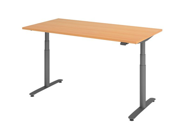 Hammerbacher bureau assis-debout électrique 160x80cm hêtre/graphite, VXDLR16/6/G