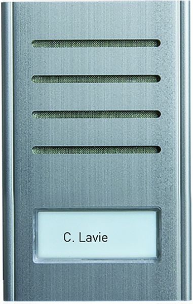 Station extérieure audio TCS série ASX 1 bouton de champ de nom (centré), AP argent, ASX13001-0010