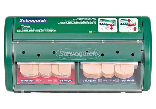 Distributeur de pansements DENIOS Salvequick avec recharge 6444 et 6036, clé spéciale incluse, 164-945